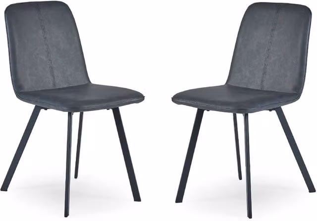 Cheshire Helmsley Set of 2 Premium Antique Black Synthetic Leather Dining Chairs