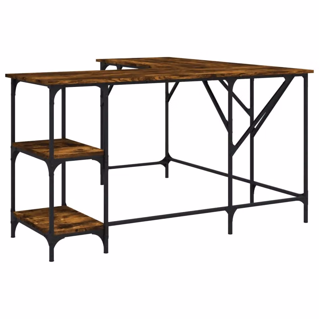 Berkfield Home Corner Desk in Smoked Oak Brown, W/D/H: 139 x 139 x 75 cm – 2