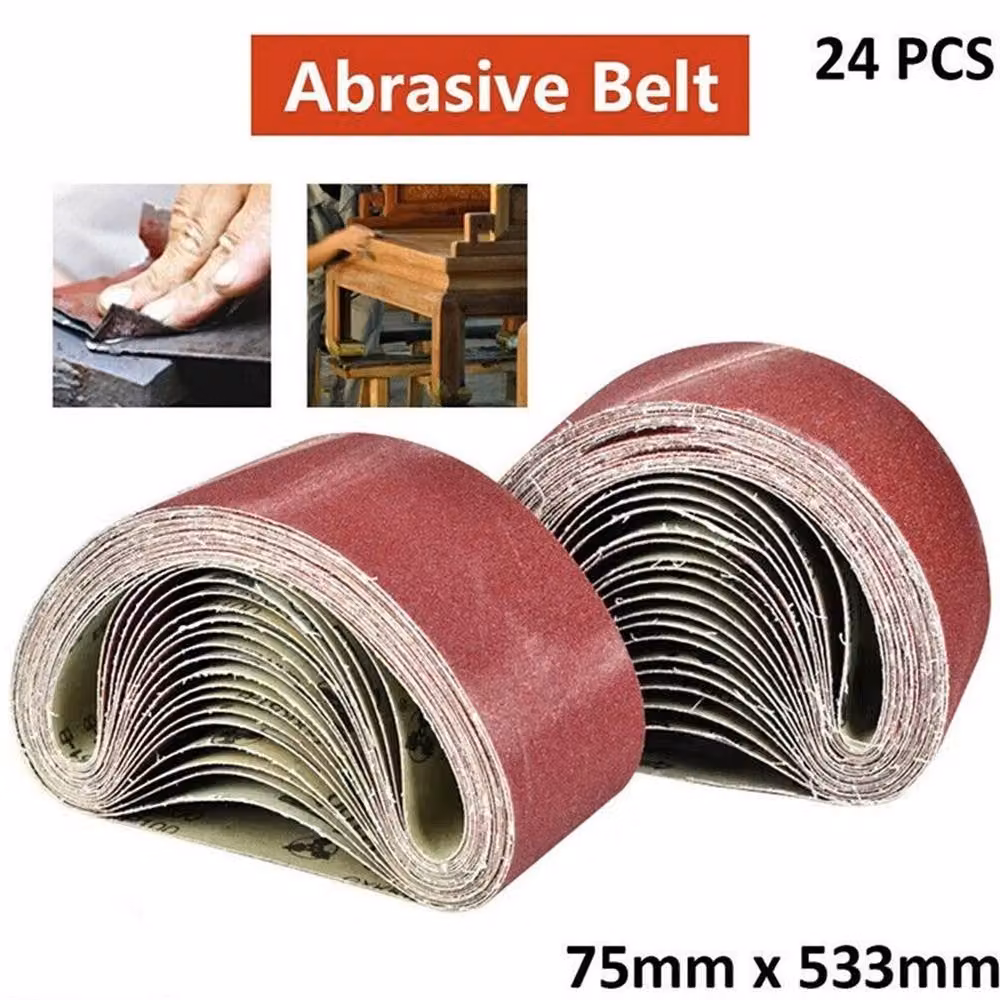 Nordara 24 Pack Mixed Grit Sanding Belts 60-120, W: 7.5 cm x L: 53.3 cm, Brown – 5