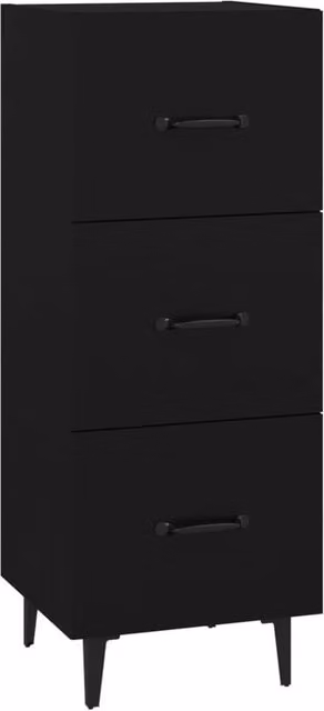 Berkfield Home Black Matt MDF Sideboard, W/D/H: 34.5 x 34 x 90 cm