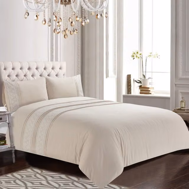 Kampala Hill Floral Duvet Cover Set in Beige and Yellow, 90 x 200 cm