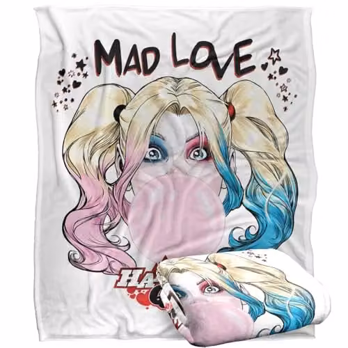 LOGOVISION Kids Batman and Harley Quinn Silky Touch Super Soft Fleece Throw Blanket, Multicolour, W: 127 cm x L: 152.4 cm