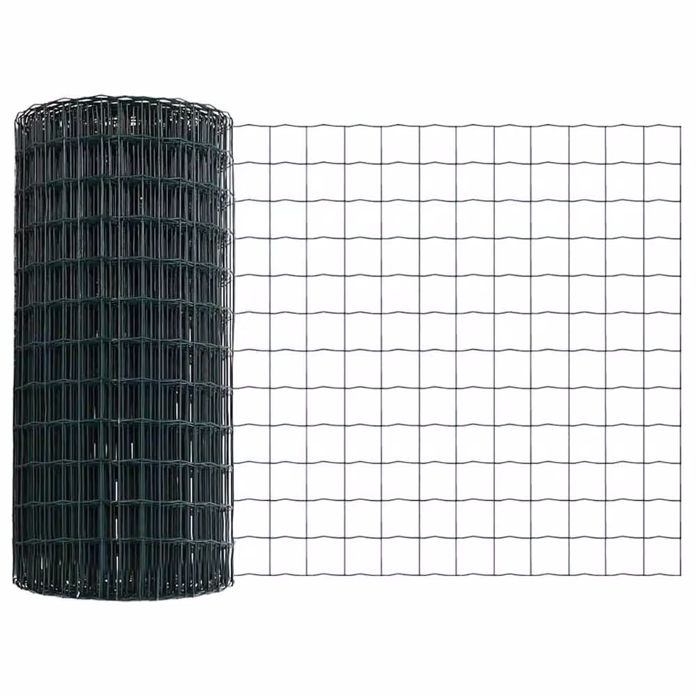 Berkfield Home Green Euro Fence with 5 U Posts, Powder-Coated Steel, W: 10.0 m, H: 0.6 m – 4