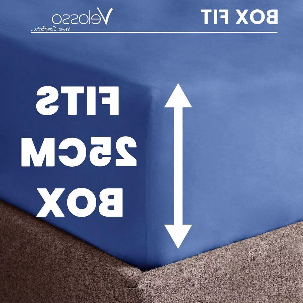 Velosso Blue Microfibre Plain Dye Fitted Sheet, 200 x 200 cm – 2