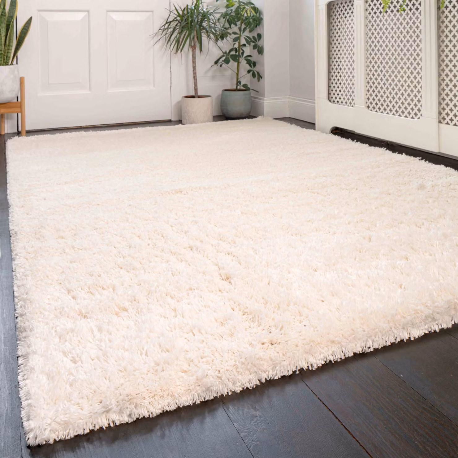 Kukoon Soft Fluffy Thick Pile Shaggy Area Rug in Cream, W: 200 cm, D: 290 cm – 3