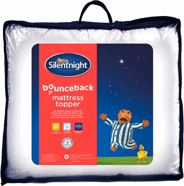 Silentnight Bounce Back Mattress Topper, White, W: 140 cm, D: 200 cm