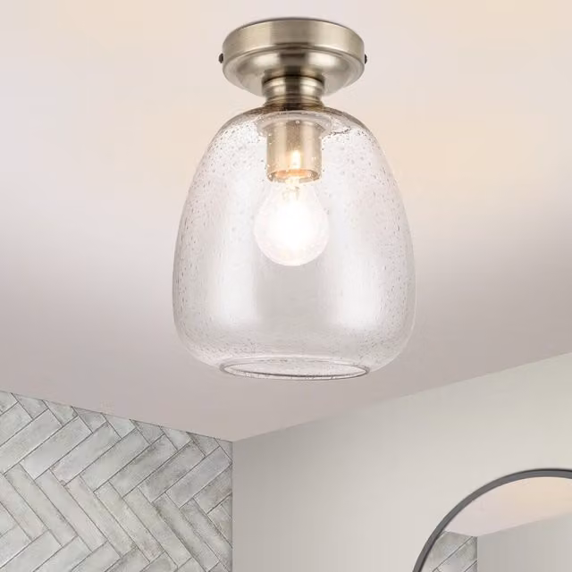COSYLYTE Buxton Antique Brass Bathroom Glass Ceiling Light
