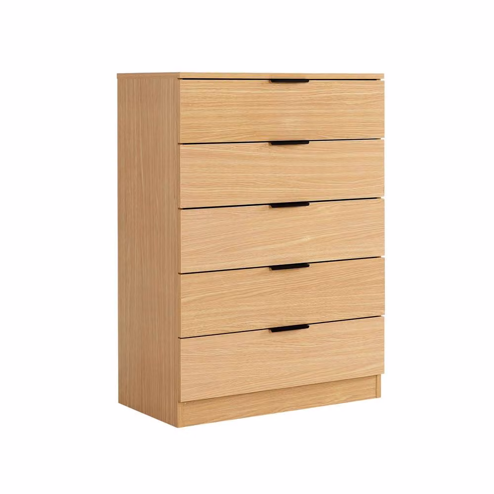 Home Source Phoenix 5 Drawer Chest of Drawers in Light Oak – 3