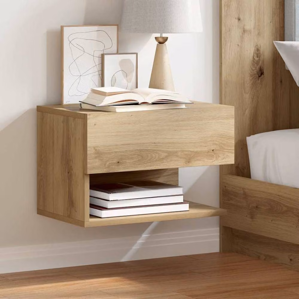 Berkfield Home Artisan Oak Wall-mounted Bedside Cabinet in Brown – 2