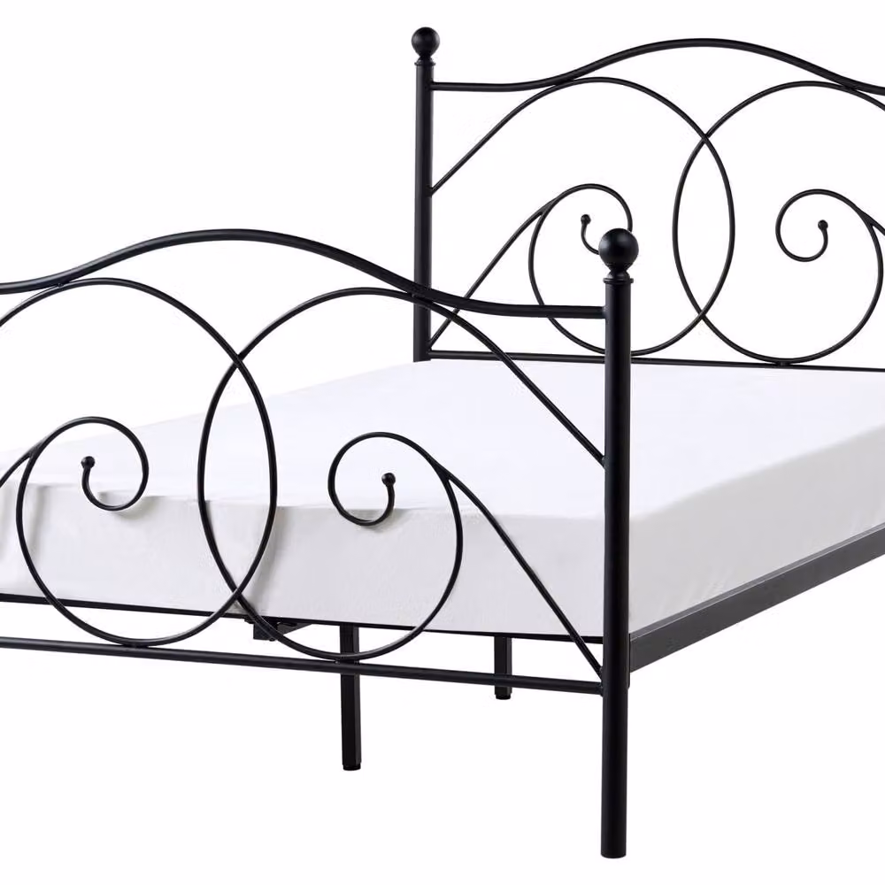 Wyld and Coco Retro Metal Panel Bed in Black, W/D/H: 120 x 200 cm – 2