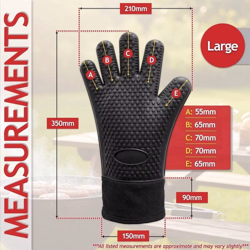 SPETLEK Black Silicone Non-Slip BBQ Grilling Gloves for Cooking – 2