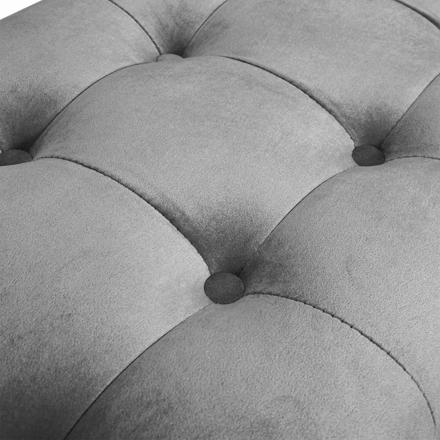 H&O Direct Buttoned Tufted Velvet Bench with Raised Arms in Grey – 4