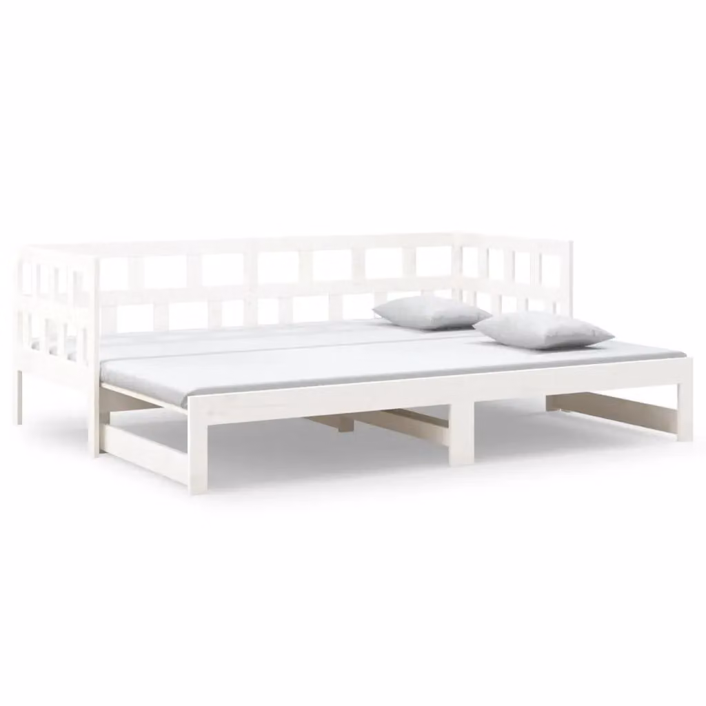 Berkfield Home White Solid Wood Pine Pull-out Day Bed with Drawers, W/D/H: 90 x 200 cm (2 units) – 2