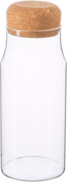 Argon Tableware Glass Storage Bottle with Airtight Cork Lid, 720ml, Clear – 1