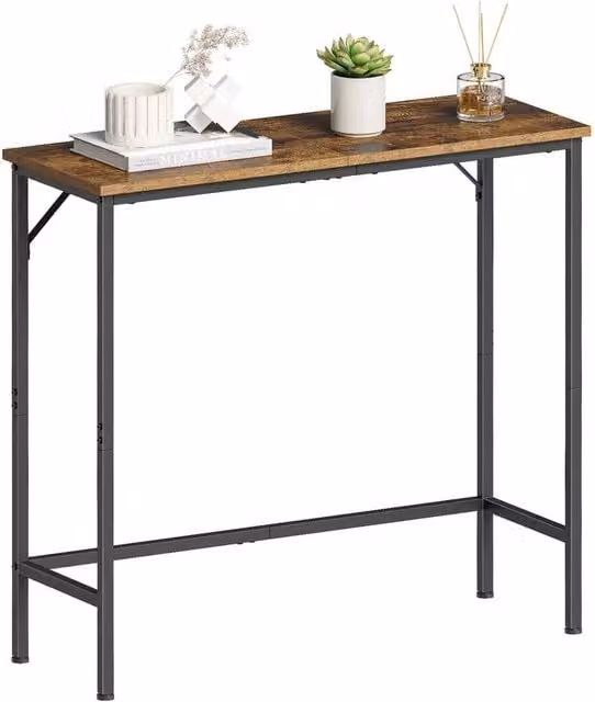 FORGEVIO Rustic Brown Slim Console Table, W/D/H: 75 x 24 x 75 cm