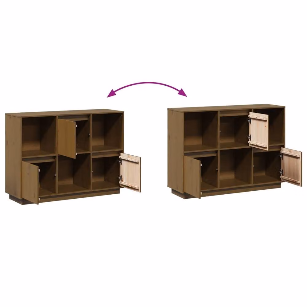 Berkfield Home Honey Brown Solid Wood Pine Sideboard W/D/H: 110.5 x 35 x 80 cm – 5