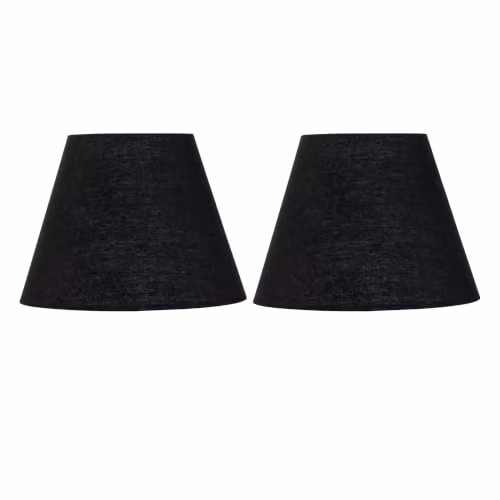 First Choice Lighting Set of 2 Black Cotton Tapered Fabric Lamp Shades, Diameter: 20 cm – 4