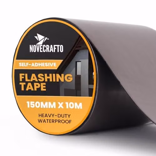 Novecrafto Self Adhesive Flashing Tape for Bitumen Roof, Chimney and Gutter Repairs, Black, Width: 150 mm, Length: 10 m – 1