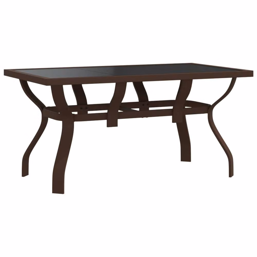 Berkfield Home Extendable Rectangular Garden Table in Brown and Black with Glass and Powder Coated Steel, W/D/H: 140 x 70 x 70 cm – 3