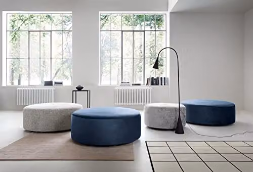 Abakus Direct Solero Cylindrical Velvet Swivel Footstool, Grey, Diameter: 100 cm, Height: 40 cm – 2