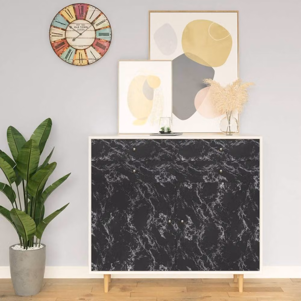 Berkfield Home Self-adhesive Black Stone Furniture Film, W: 90 cm, L: 500 cm – 2
