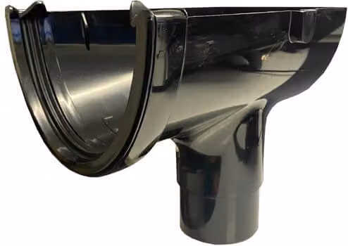 FloPlast Black PVC Deepflow/Hi-Cap Half Round Gutter Stopend Outlet W: 115 mm, H: 75 mm