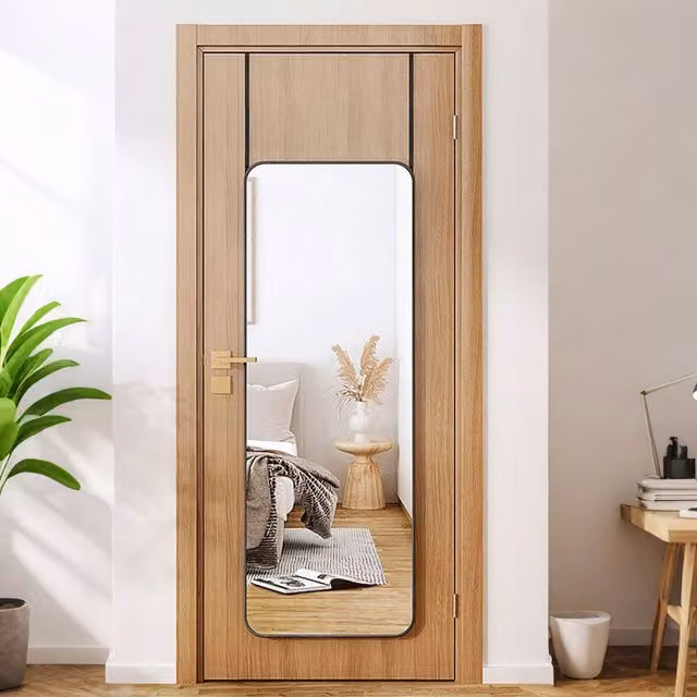 Livingandhome Black Rectangular Full Length Door Hanging Glass Mirror