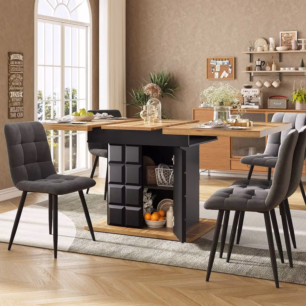 ModernLuxe Extendable Folding Dining Table in Black, W/D/H: 140 x 80 x 75 cm – 5