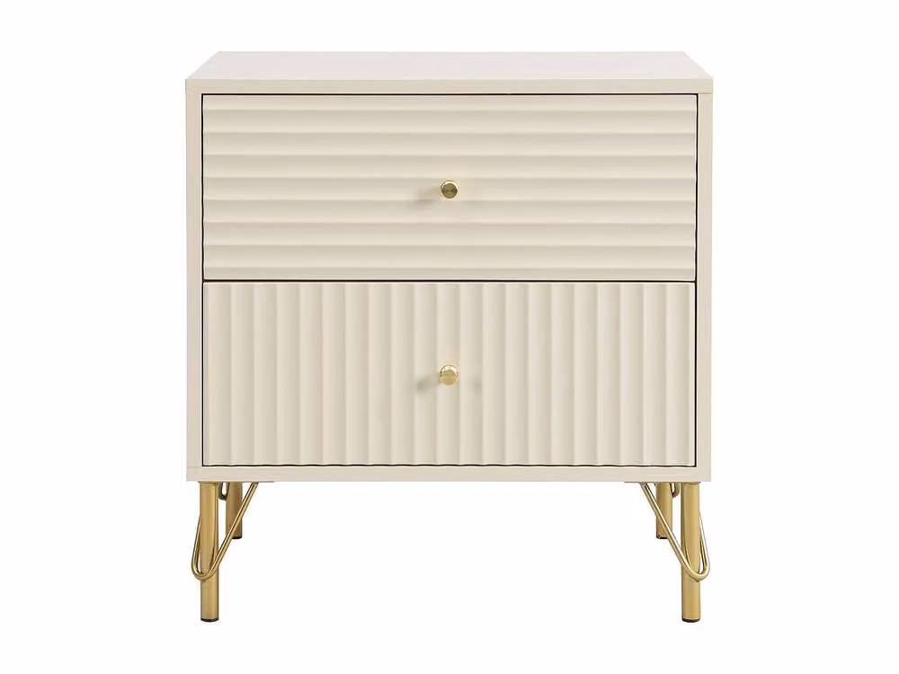 Vente-unique Loureo Bedside Table with 2 Drawers in Beige, W/D/H: 40 x 55 x 58 cm – 2