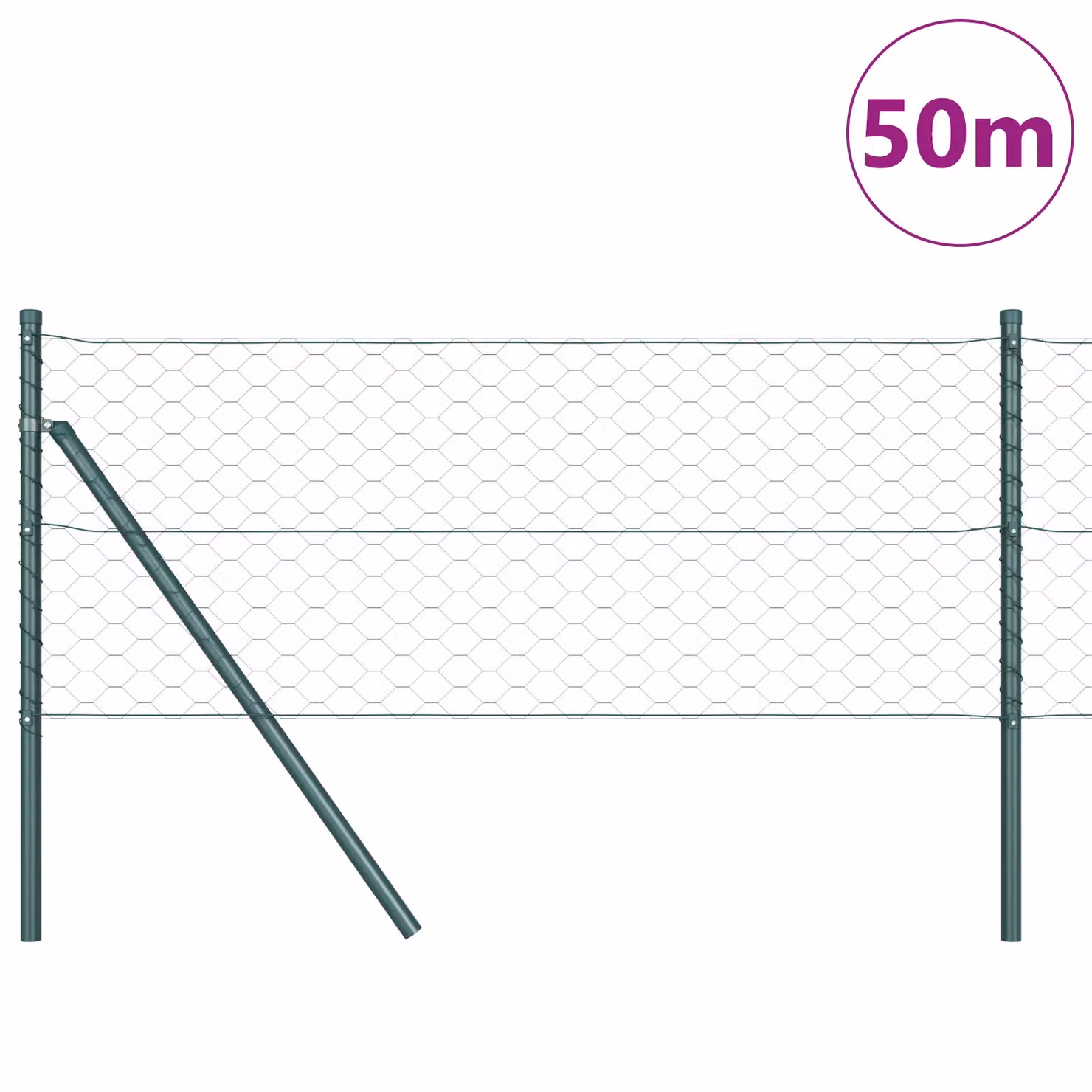 Berkfield Home Green Steel Hexagon Fence, W: 0.6 m, L: 50 m – 3