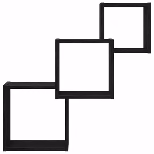 vidaXL Modern Wall Mounted Cube Shelves in Black, W/D/H: 68 x 15 x 68 cm – 4