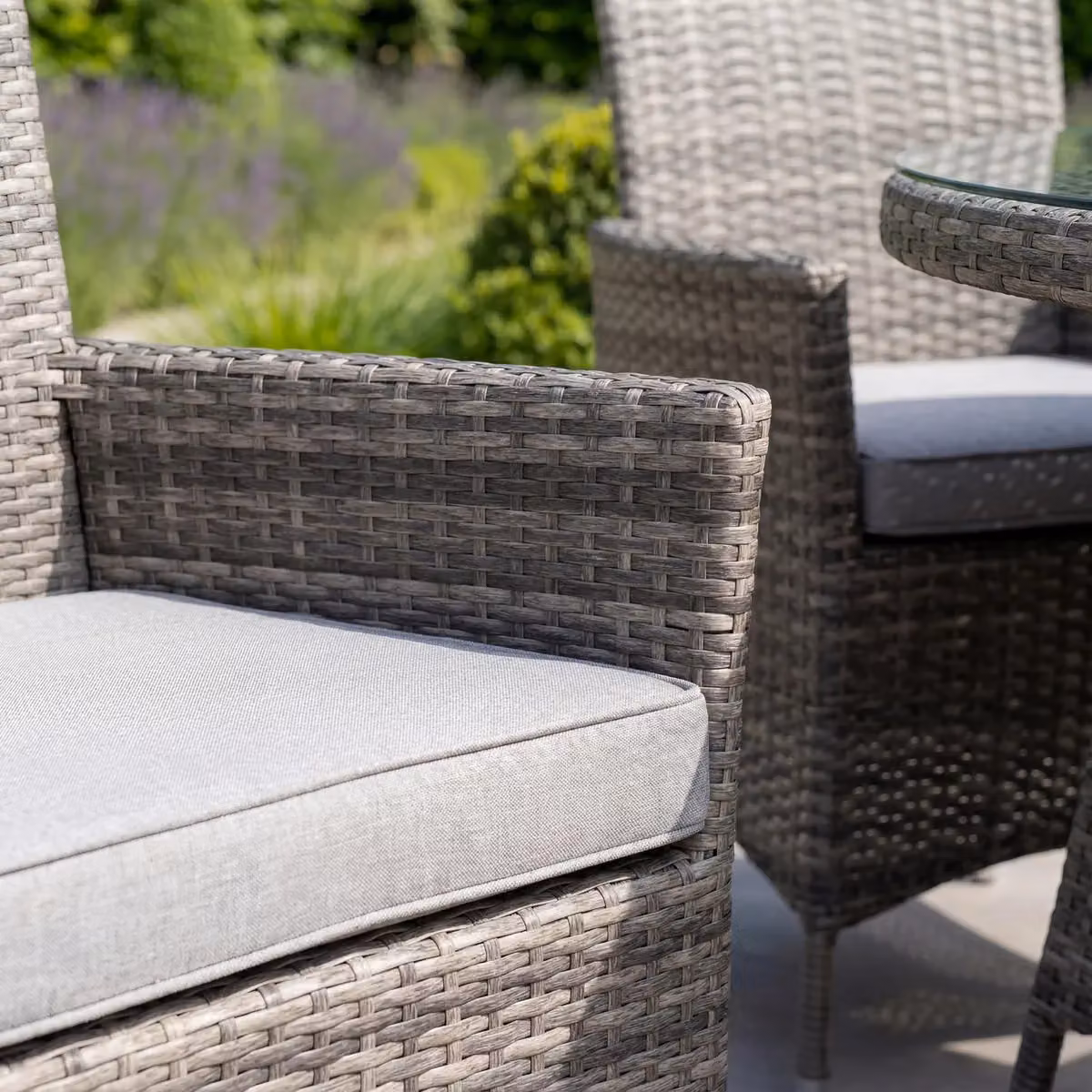Charles Bentley 4 Piece Grey Rattan Garden Dining Set with Metal and Glass Details – 3