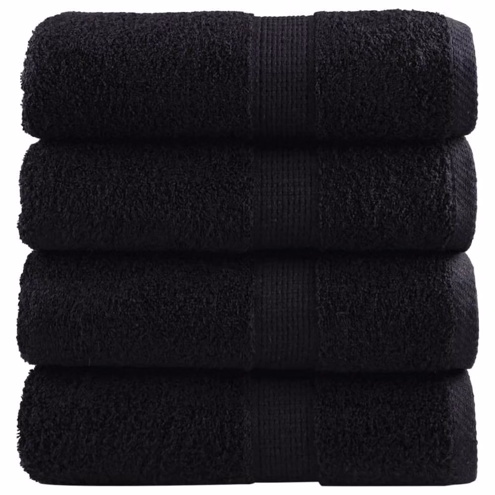 Berkfield Home SOLUND Premium Cotton Soap Towels, Black, 4 Pack, W/D/H: 30 x 30 x 0 cm, 600 gsm – 2