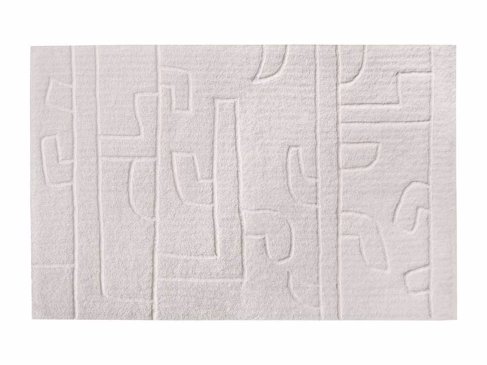 Vente-unique Handmade New Zealand Wool Relief Rug in White, W: 160 cm, D: 230 cm – 2