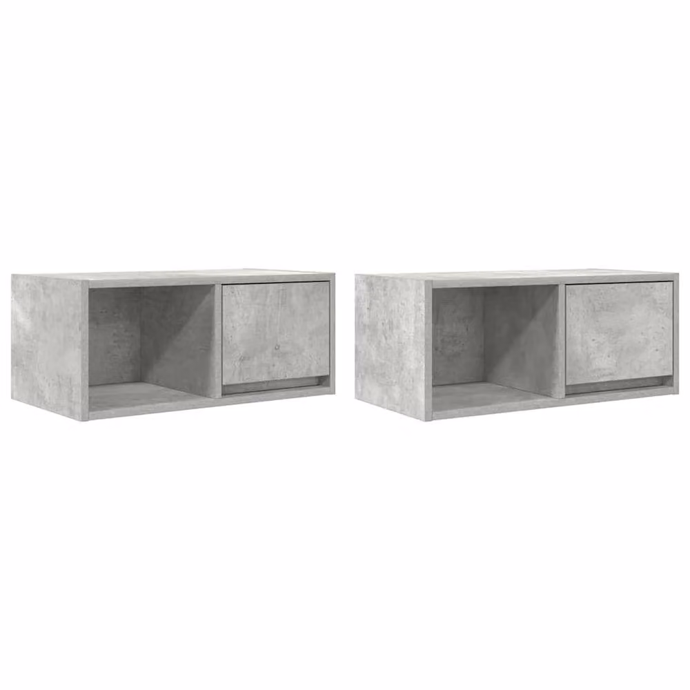 Berkfield Home 2-Piece TV Cabinet Set in Concrete Grey, Engineered Wood, W: 60 cm, D: 31 cm, H: 25.5 cm – 2