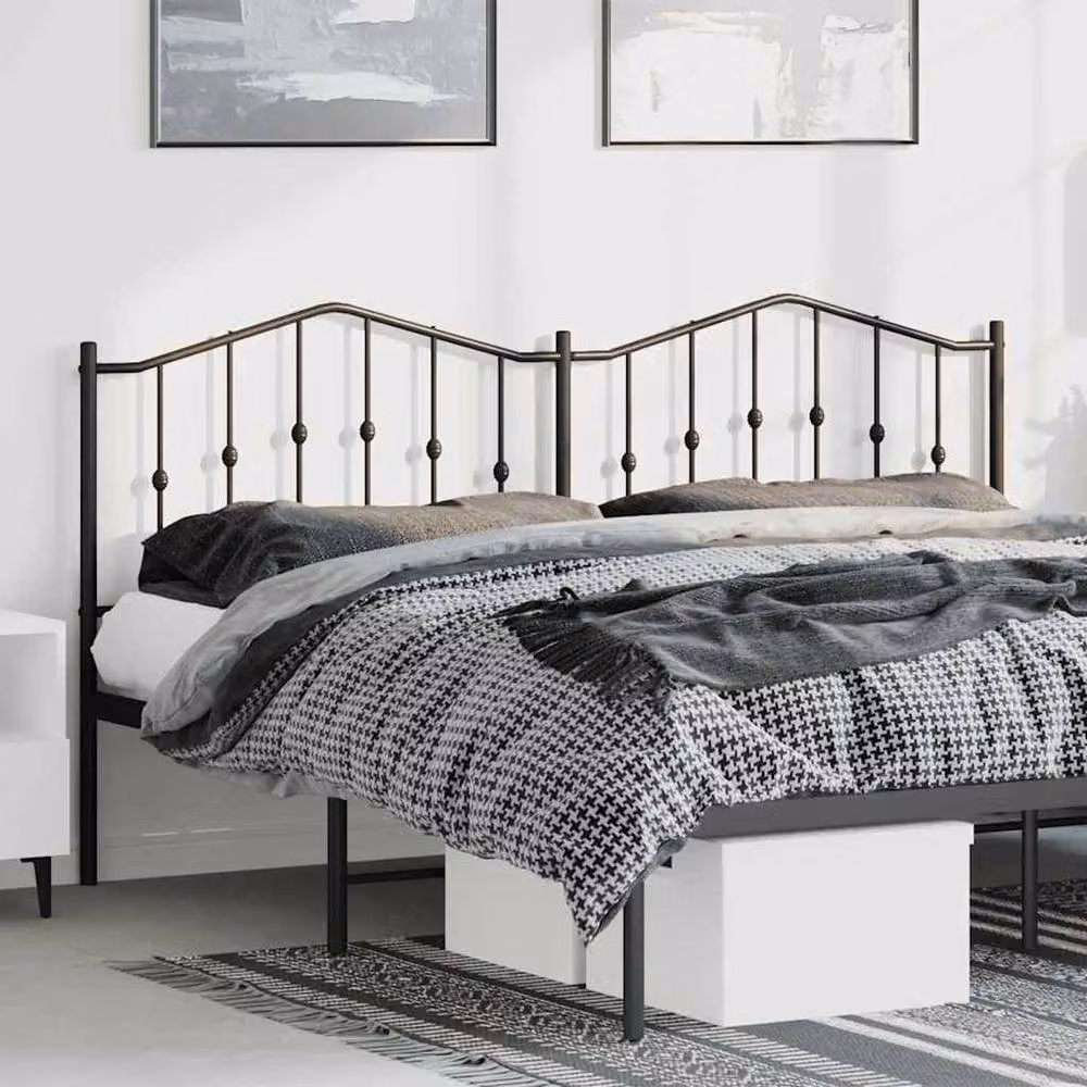 Berkfield Home Classic Metal Headboard in Black, Width: 193 cm – 1