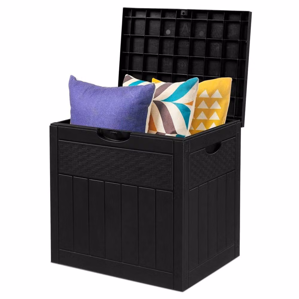 FLAVORA 126L Lockable Weatherproof Plastic Storage Box in Black – 3