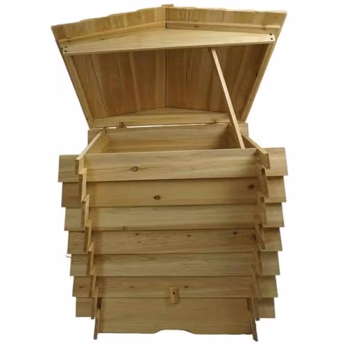 Gr8 Garden 300L Wooden Slatted Garden Compost Bin with Flip Lid in Brown – 3