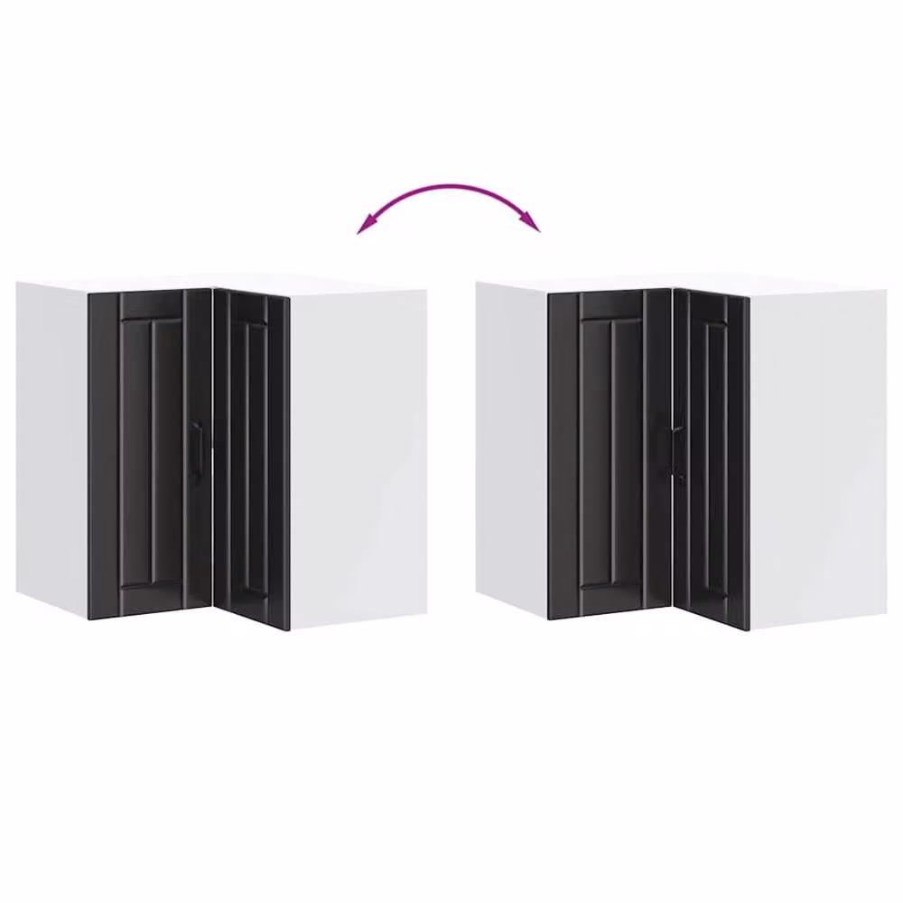 Berkfield Home Lucca Black Wall Mounted Corner Kitchen Cabinet in Matt MDF, W/D/H: 30.0 x 57.0 x 60.0 cm – 5