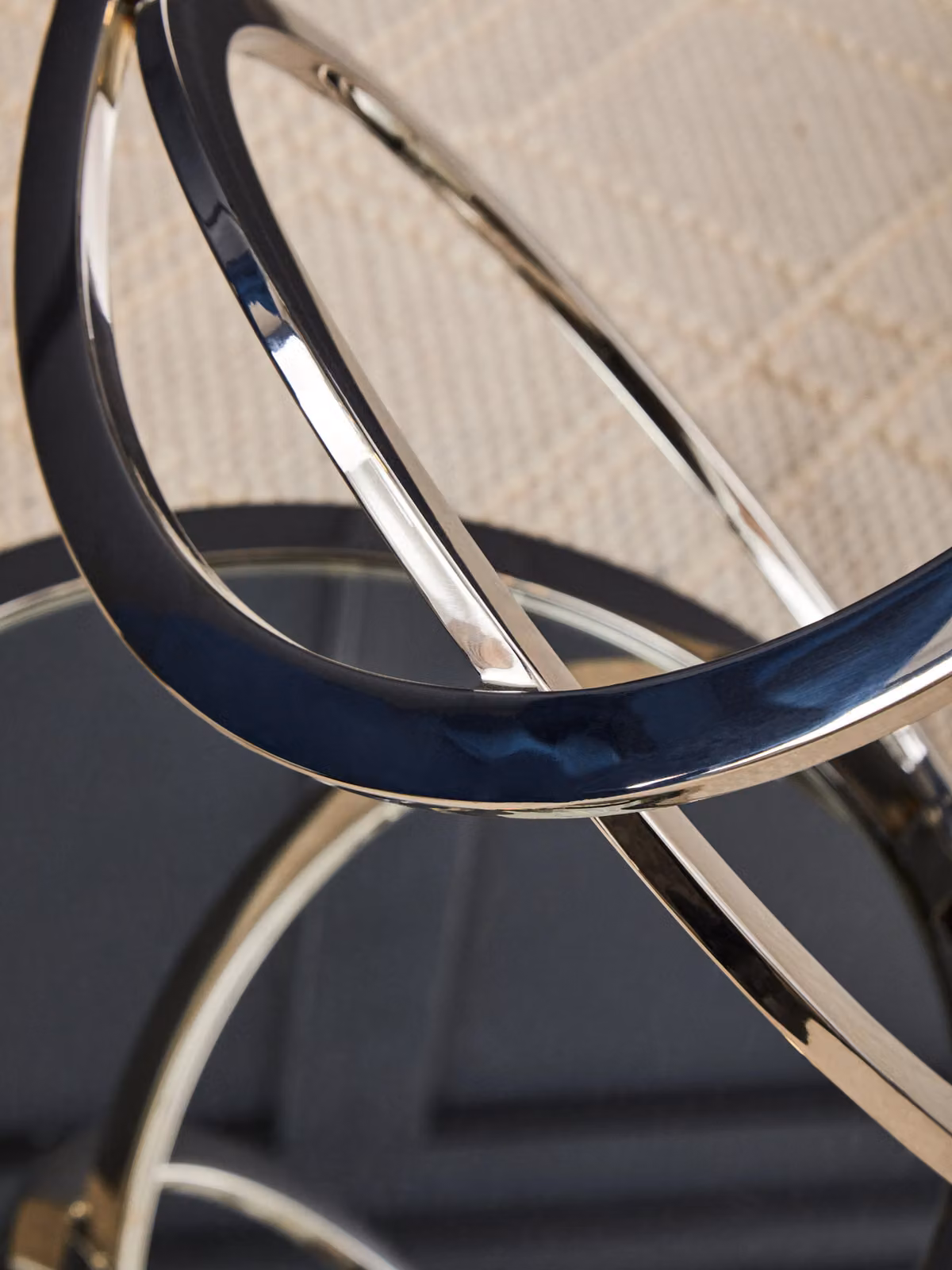 Orsina Modern Round Glass End Table with Gold and Silver Metallic Frame – 2