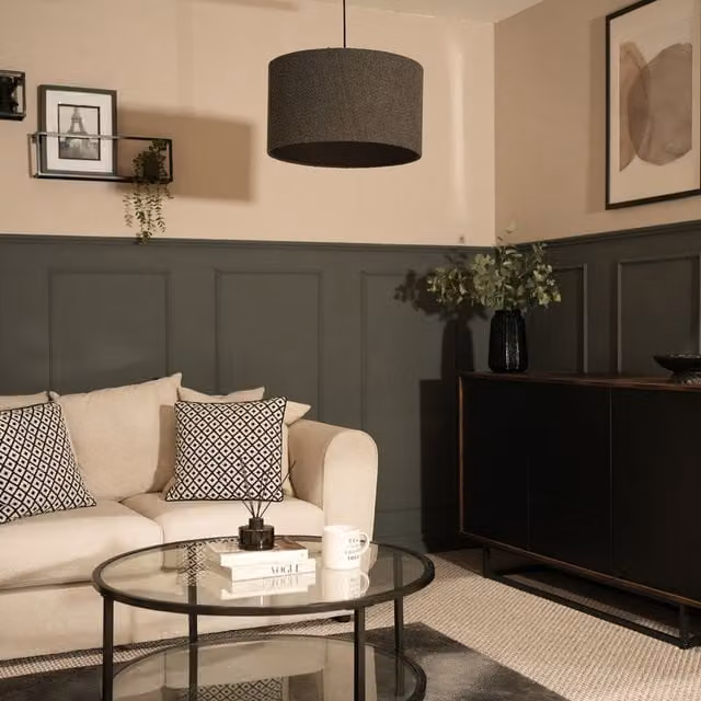 ValueLights Reni Large Boucle Cylinder Pendant Shade in Grey Anthracite