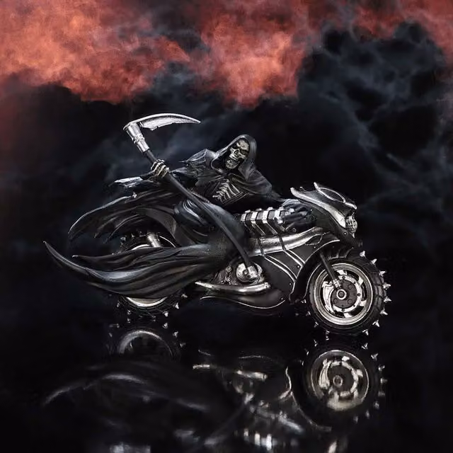 Nemesis Now You Can't Outrun the Reaper Biker Figurine, Black, Height: 22.5 cm