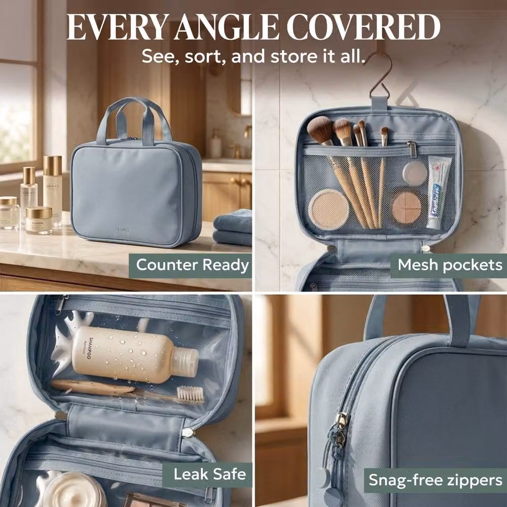 LUGG Travel Toiletry Bag with Hanging Hook in Grey, W/D/H: 19 x 8 x 25 cm – 7