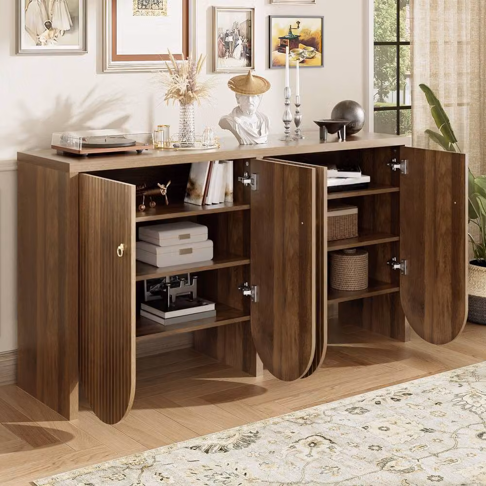 STILVORA Modern Sideboard with Adjustable Shelves in Brown Walnut Look – 2