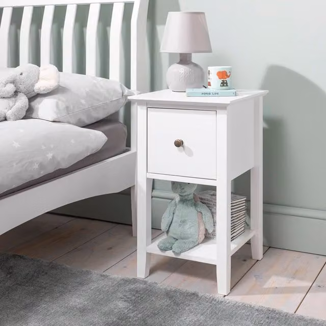 Asora Twin Pack Modern Bedside Tables with Drawer in White
