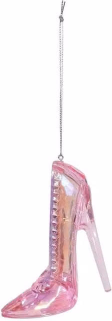 KDMD Pink Glass Shoe Hanging Decoration, 2 Pack, Height: 11 cm