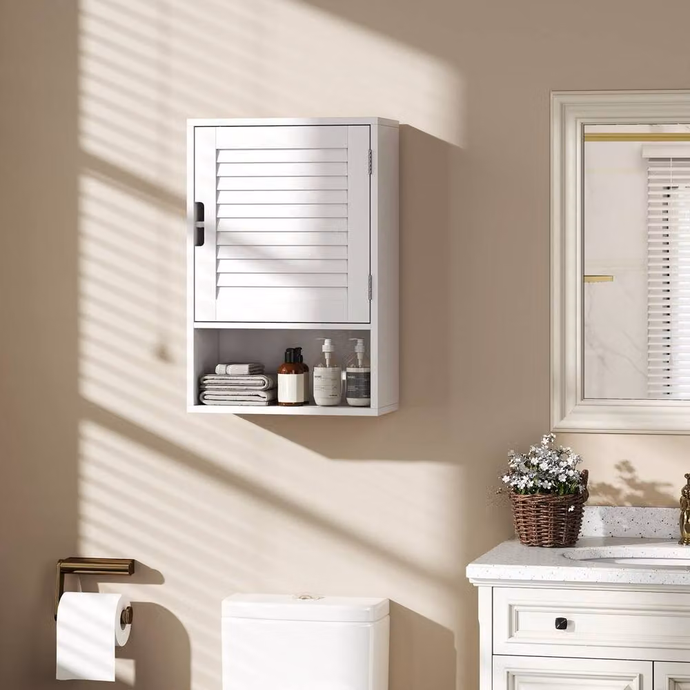 Wyld Haus Zidi Rolette White Wall Mounted Bathroom and Kitchen Storage Cabinet with Soft Close Hinged Doors and Internal Shelves – 3