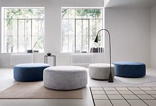 Abakus Direct Harriet Large Swivel Footstool in Blue Crushed Chenille, Diameter: 100 cm, H 40 cm x W 100 cm x D 40 cm – 2