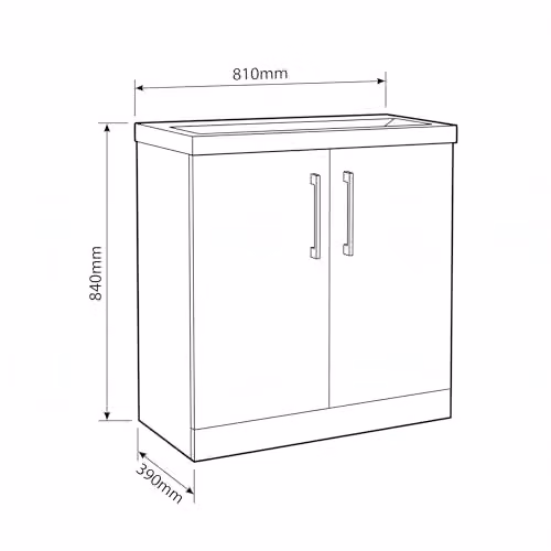 Balterley Midnight Blue 2-Door Freestanding Bathroom Vanity Unit with Basin, W/D/H: 81 x 39 x 84 cm – 3