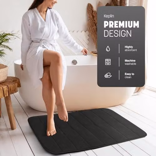 Keplin Memory Foam Bath Mat, Black, W: 50 cm, D: 80 cm – 4